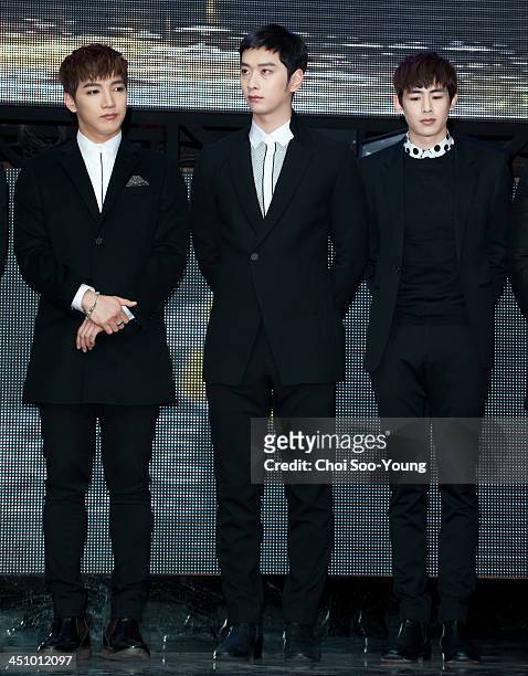 2pm attend the 'Smile Gate & JYP Entertainment Strategic Alliance MOU' Signing Ceremony at Club Ellui on November 18, 2013 in Seoul, South Korea.