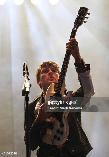 Nicholas McCarthy of Franz Ferdinand performs at Day 2 of Best Kept Secret at Beekse Bergen on June 21, 2014 in Hilvarenbeek, Netherlands.