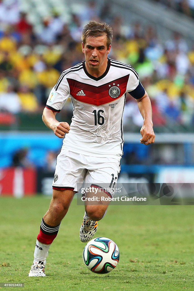 Philipp Lahm of Germany controls the ball during the 2014 FIFA World ...