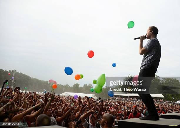 Dan Reynolds of Imagine Dragons performs onstage during day 3 of the Firefly Music Festival on June 21, 2014 in Dover, Delaware.