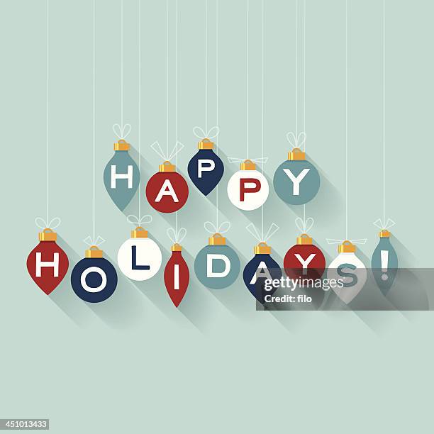 flat happy holidays - ornament stock illustrations