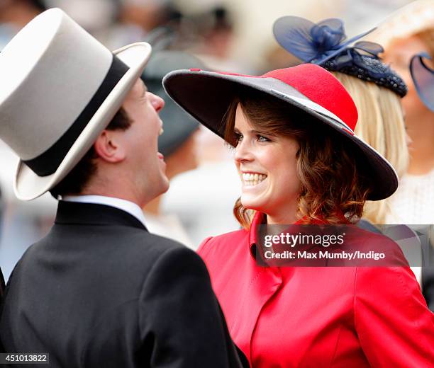 Princess Eugenie of York and Jack Brooksbank attend Day 5 of Royal Ascot at Ascot Racecourse on June 21, 2014 in Ascot, England.