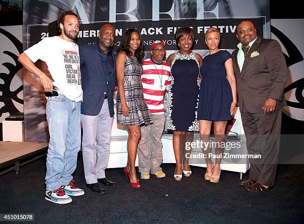 Dancer Savion Glover, founders of the American Black Film Festival, Nicole Friday, Jeff Friday, director Spike Lee, communications director for...