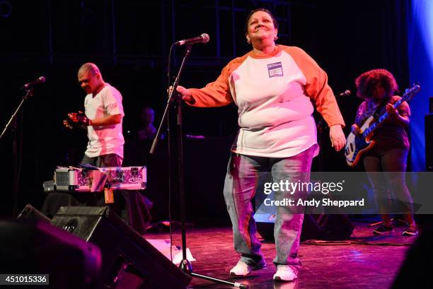 Renee Scroggins of the band ESG performs on stage for James Lavelle's Meltdown at the Queen Elizabeth Hall on June 21, 2014 in London, United Kingdom.