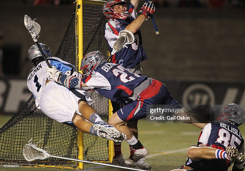 Ohio Machine Marcus Holman of the Ohio Machine is pushed by Kevin Buchanan of the ...