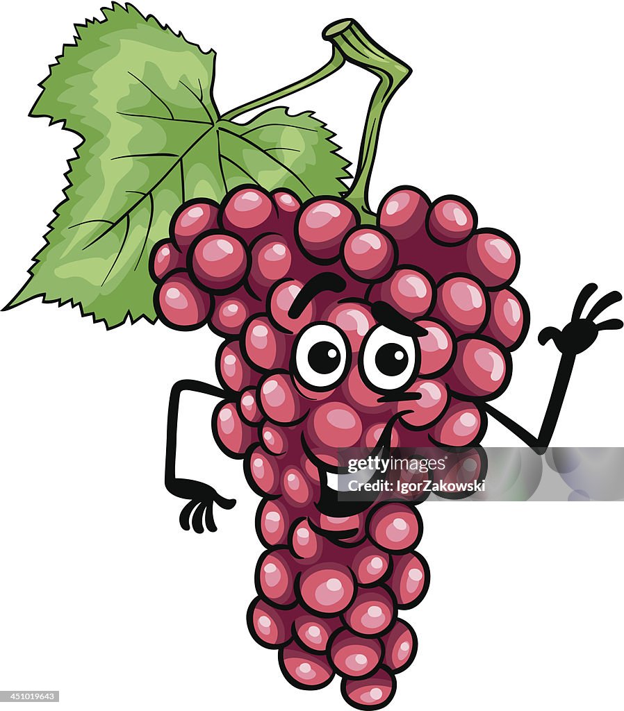 Funny Rojo Uvas Frutas Ilustración Dibujo Animado Ilustración de stock -  Getty Images