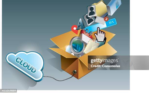 cloud computing storage capacity - security framework stock illustrations