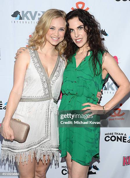 Actress Fiona Gubelmann and writer Caprice Crane enjoy the "More Than a Cone" art auction and campaign launch benefiting Best Friends Animal Society...