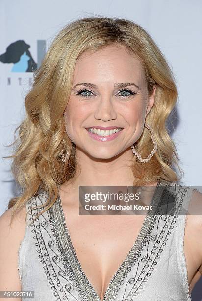 Actress Fiona Gubelmann enjoys the "More Than a Cone" art auction and campaign launch benefiting Best Friends Animal Society in Los Angeles where...