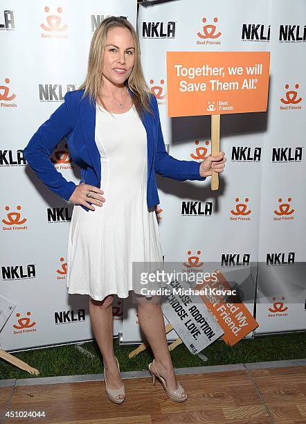 Filmmaker Christy Oldham enjoys the "More Than a Cone" art auction and campaign launch benefiting Best Friends Animal Society in Los Angeles where...