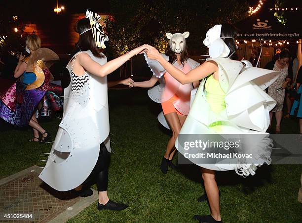 Models perform at the "More Than a Cone" art auction and campaign launch benefiting Best Friends Animal Society in Los Angeles where renowned artists...