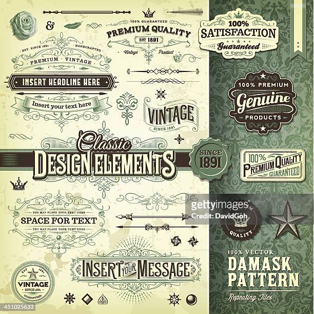 classic design elements toolkit - calligraphy stock illustrations