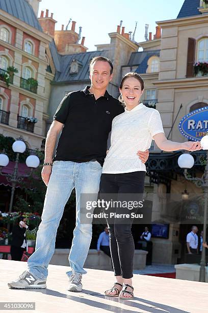 Emilie Dequenne and Michel Ferracci attend the launch of 'Ratatouille:The Adventure' at Disneyland Resort Paris on June 21, 2014 in Paris, France.