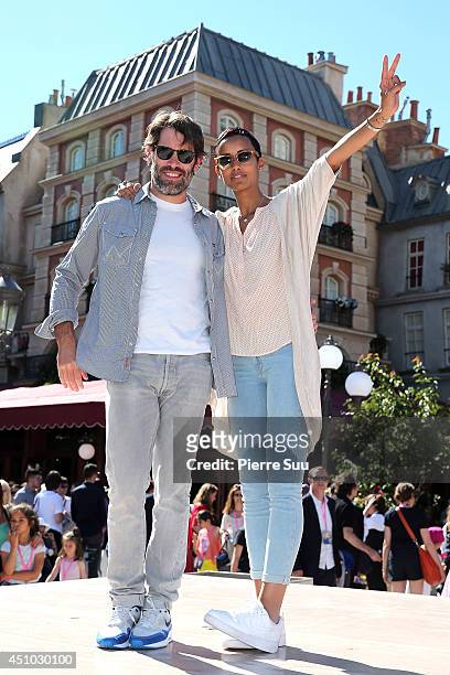 Sonia Rolland and Jalil Lespert attend the launch of 'Ratatouille:The Adventure' at Disneyland Resort Paris on June 21, 2014 in Paris, France.