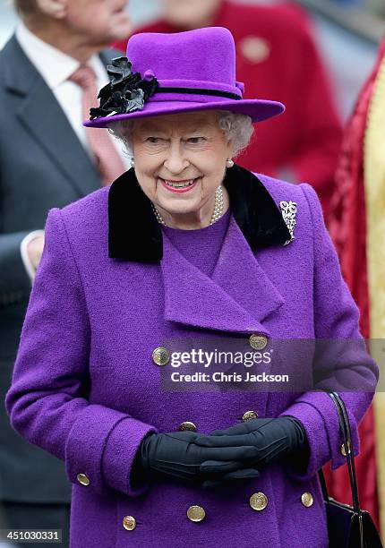Queen Elizabeth II visits Southwark Cathedral on November 21, 2013 in London, England.