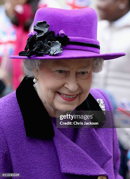 Queen Elizabeth II visits Southwark Cathedral on November 21, 2013 in London, England.