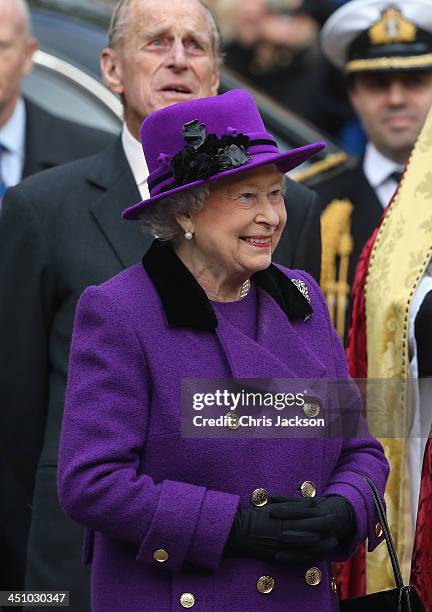 Queen Elizabeth II visits Southwark Cathedral on November 21, 2013 in London, England.