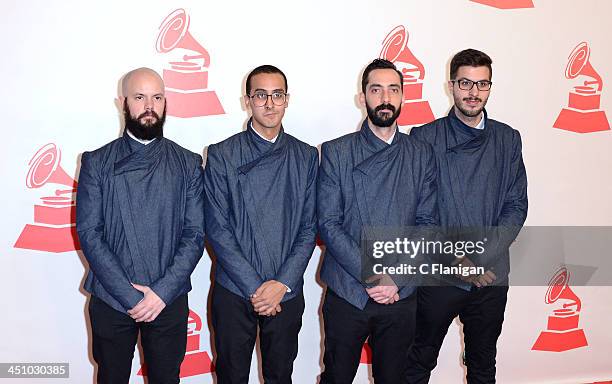 Members of La Vida Boheme arrive at the 2013 Latin Recording Academy Person Of The Year Tribute Honoring Miguel Bose at the Mandalay Bay Convention...