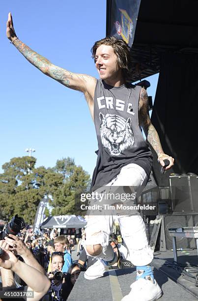 David Schmitt of Breathe Carolina performs during the Vans Warped Tour at Shoreline Amphitheatre on June 21, 2014 in Mountain View, California.