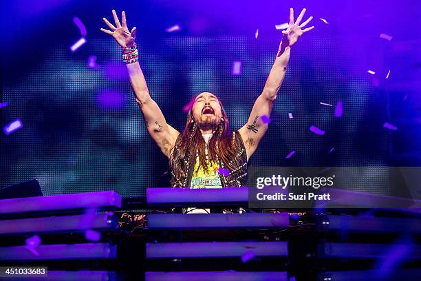 Steve Aoki performs live at Paramount Theatre on November 20, 2013 in Seattle, Washington.