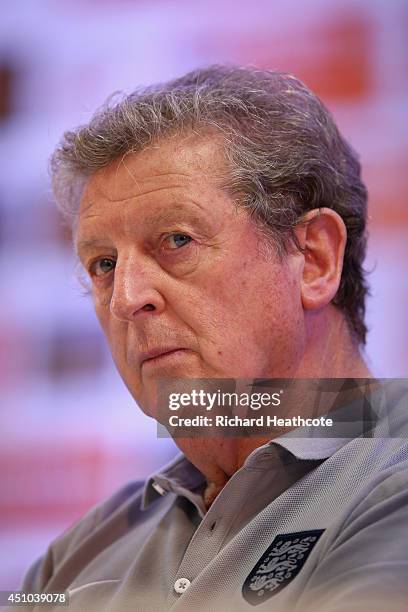Manager Roy Hodgson talks to the media during an England press conference at the Urca Military Base on June 22, 2014 in Rio de Janeiro, Brazil.