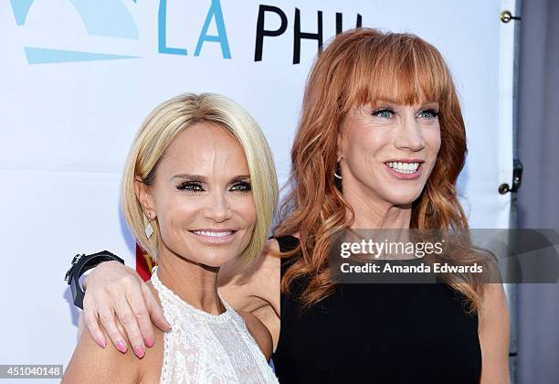 Actress Kristin Chenoweth and comedian Kathy Griffin arrive at the Hollywood Bowl Opening Night and Hall of Fame Inductions event at the Hollywood...