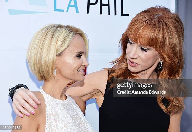 Actress Kristin Chenoweth and comedian Kathy Griffin arrive at the Hollywood Bowl Opening Night and Hall of Fame Inductions event at the Hollywood...