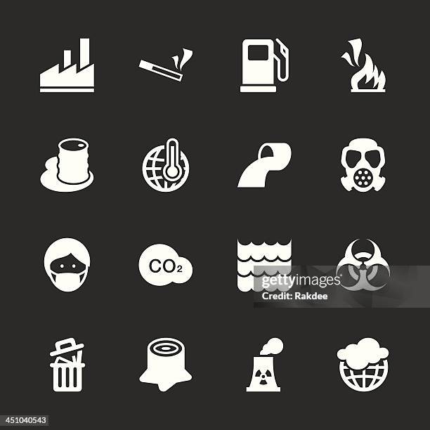 pollution icons - white series | eps10 - tree stump stock illustrations