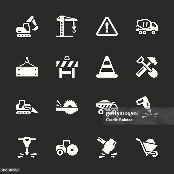 stockillustraties, clipart, cartoons en iconen met construction icons - white series | eps10 - crane machinery