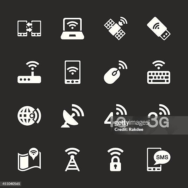 mobile and wireless technology icons - white series | eps10 - 3g stock illustrations