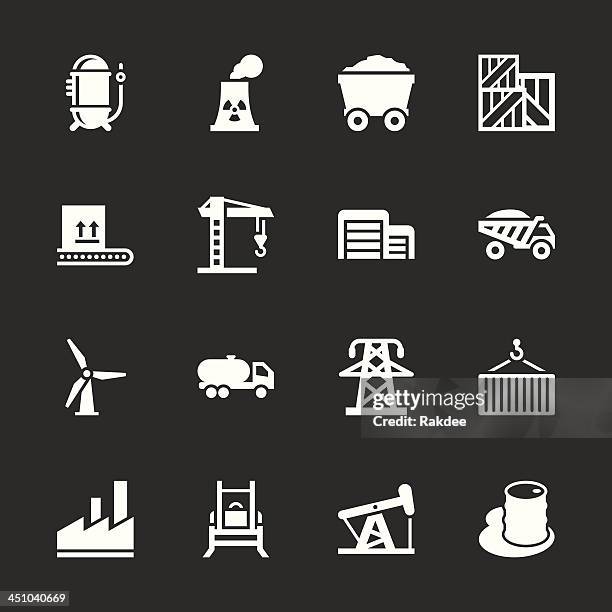 ilustrações, clipart, desenhos animados e ícones de fábrica e ícones dos setores branco série/eps10 - crane machinery