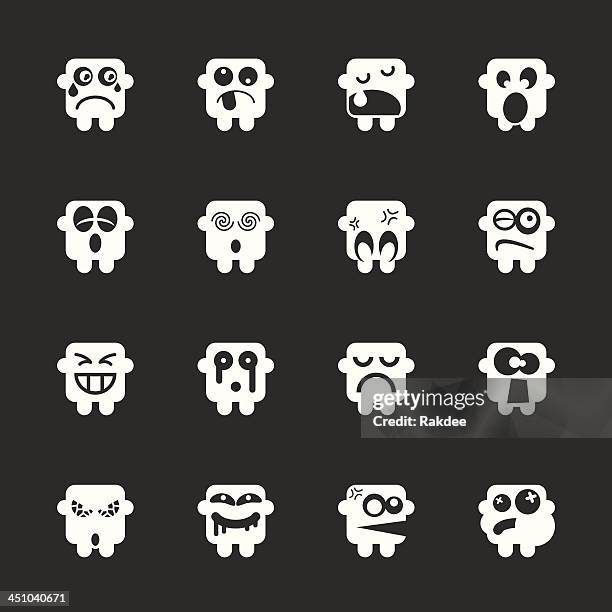 emoticons set 8 - white series | eps10 - swollen face stock illustrations