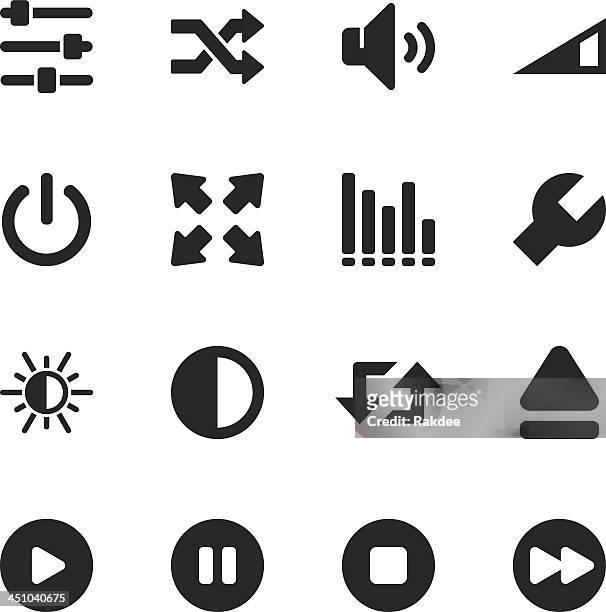 media player silhouette icons - duality stock illustrations