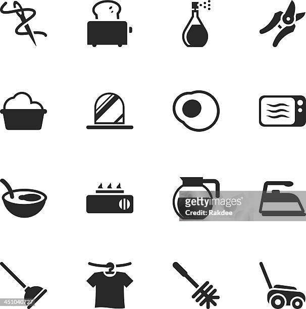 housekeeping silhouette icons - gas stove burner stock illustrations