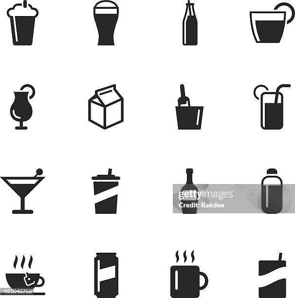 beverage silhouette icons - hot chocolate white background stock illustrations