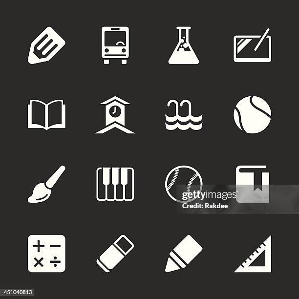 stockillustraties, clipart, cartoons en iconen met school icons set 2 - white series | eps10 - lesseps