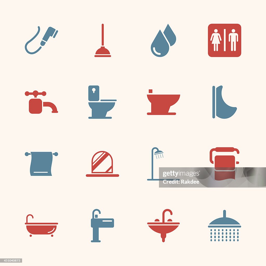 Bath and Bathroom Icons - Color Series | EPS10