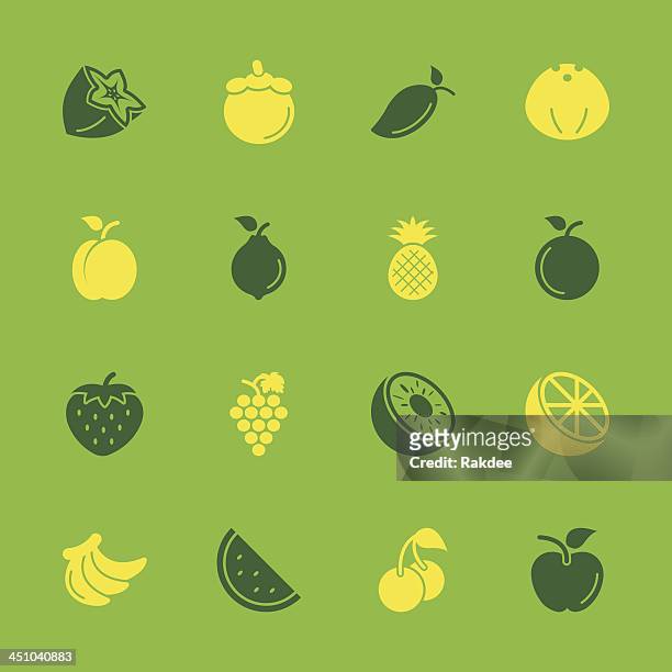 obst-icons-color-serie/eps10 - mango coconut stock-grafiken, -clipart, -cartoons und -symbole