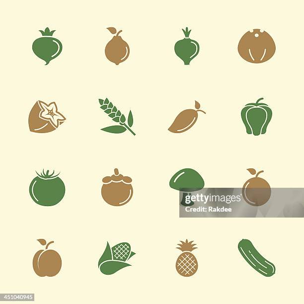 fruit and vegetable icons 2 - color series | eps10 - porcelain agaric stock illustrations
