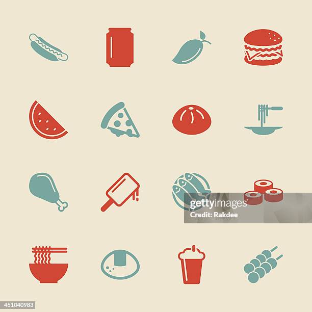 lunch icons - color series | eps10 - dim sum meal stock illustrations