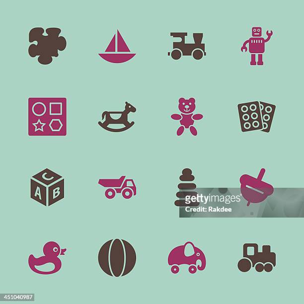 toys icons - color series | eps10 - toy truck stock illustrations