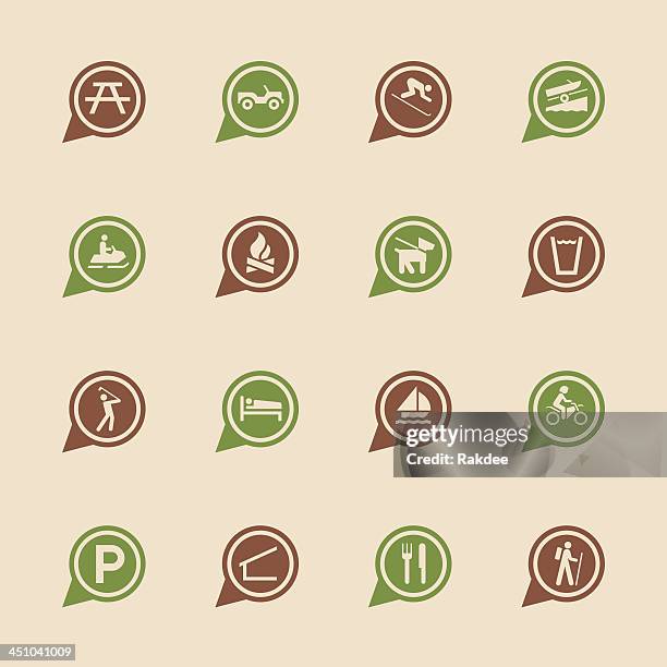 map sign icons set 2 - color series | eps10 - alpine skiing stock illustrations