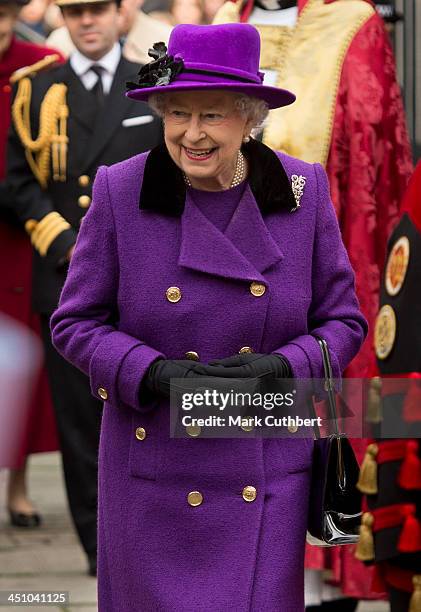 Queen Elizabeth II visits Southwark Cathedral on November 21, 2013 in London, England.