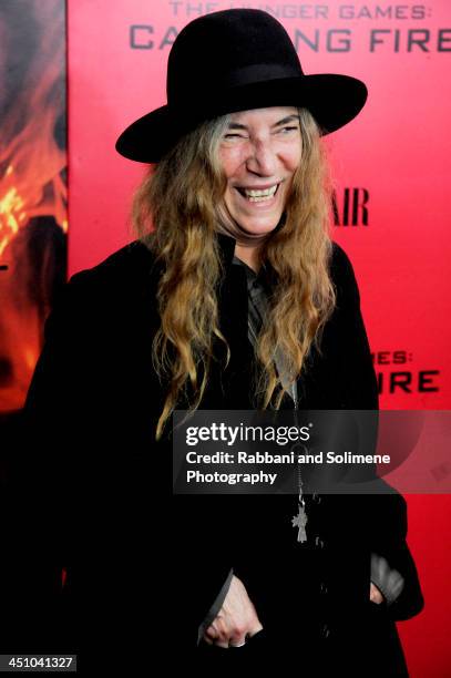 Patti Smith attends the "Hunger Games: Catching Fire" New York Premiere at AMC Lincoln Square Theater on November 20, 2013 in New York City.