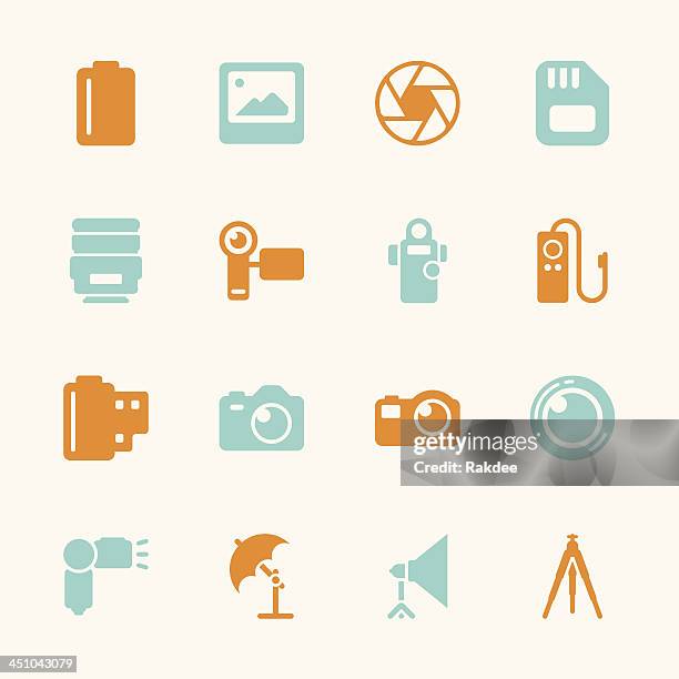 photography icons - color series | eps10 - point and shoot camera stock illustrations