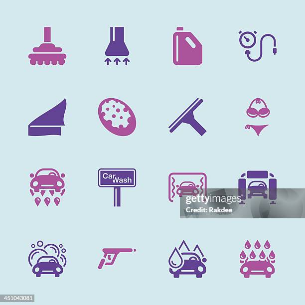 car wash icons - color series | eps10 - pressure-washing-icon stock illustrations