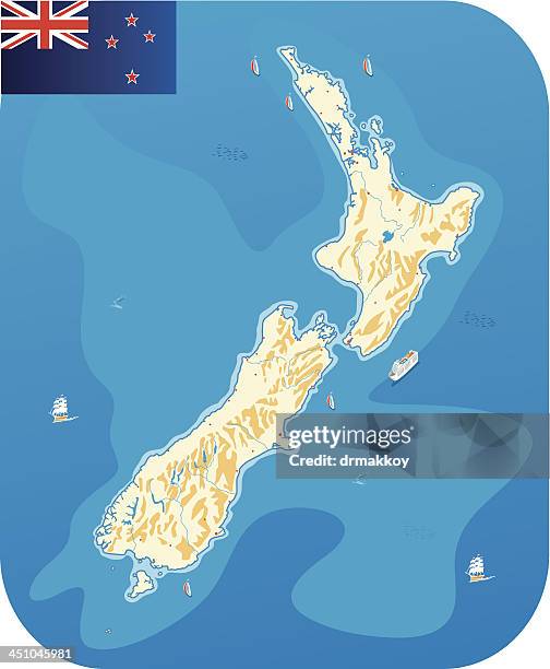 new zealand map - new zealand icons stock illustrations