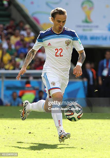 Andrey Eshchenko of Russia in action during the 2014 FIFA World Cup Brazil Group H match between Belgium and Russia at Maracana on June 22, 2014 in...