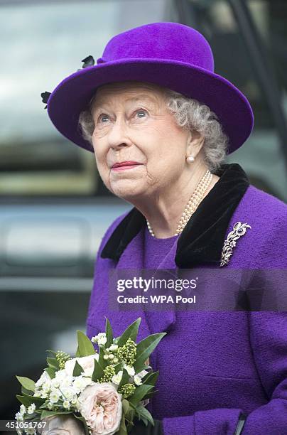 Queen Elizabeth II visits Southwark Cathedral on November 21, 2013 in London, England. Queen Elizbabeth II is visiting the Cathedral to view a new...