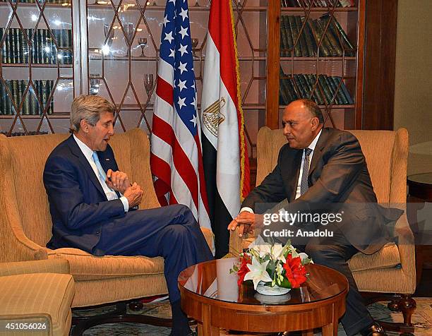 Secretary of State John Kerry and Egypt's Foreign Minister Sameh Hassan Shoukry meet to discuss latest developments on the regional scene,...